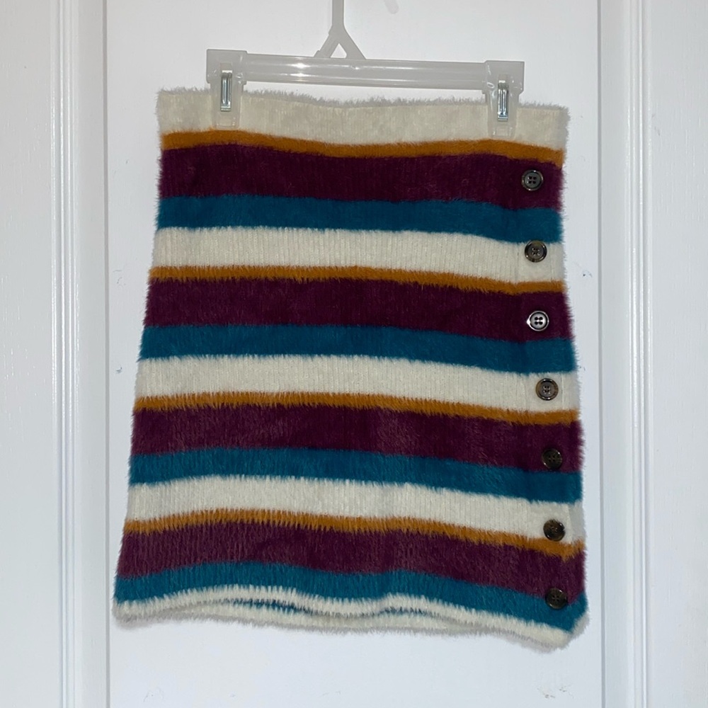 NWT Free People Ciara Sweater Mini Buttoned Striped Fig Jam Skirt Size Small - Picture 6 of 11